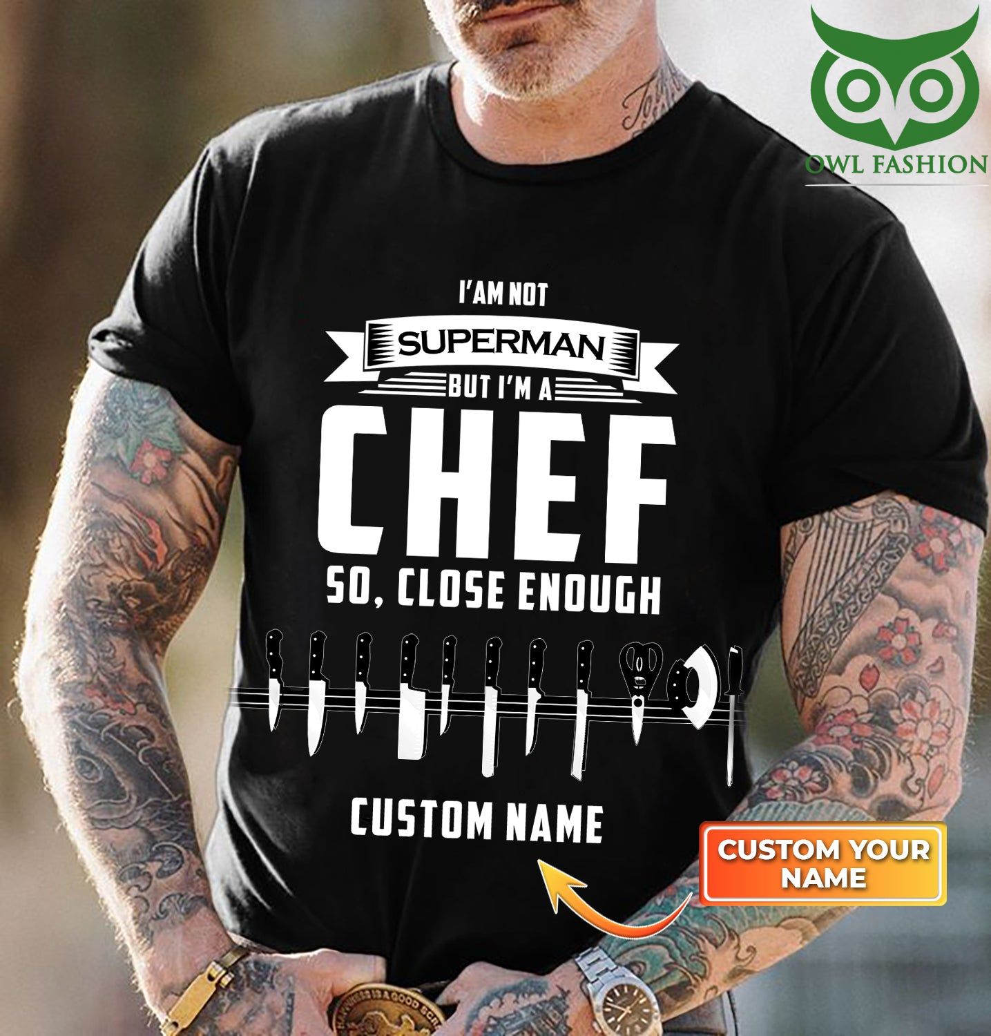 127 Im not a superman but a chef custom name black 3D Tshirt