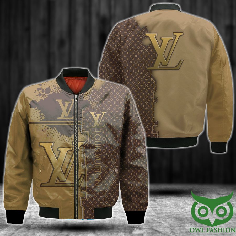 260 Luxury Louis Vuitton Light and Dark Brown with Big Color Splatters and Logo 3D Shirt