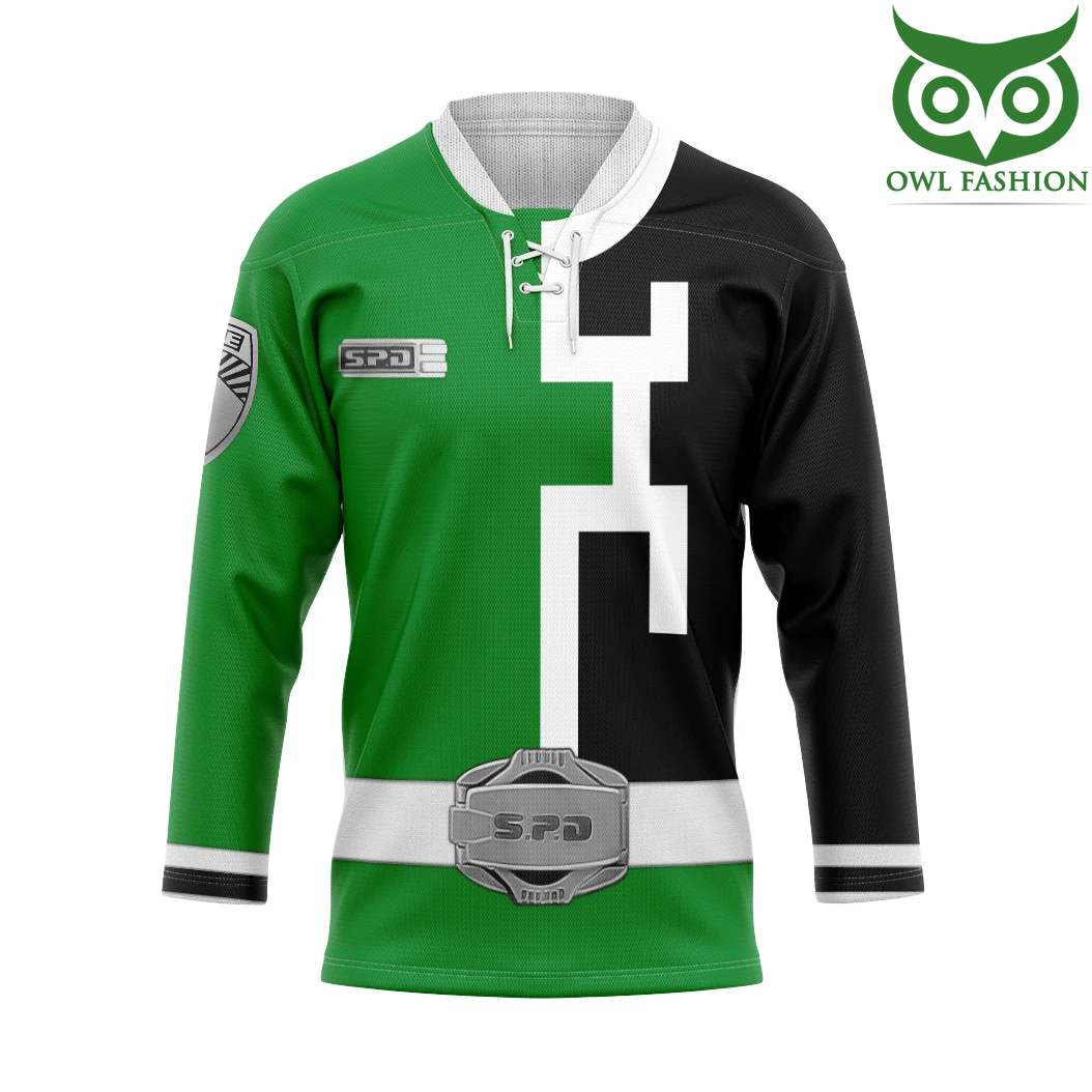 55 3D Green Ranger S.P.D Custom Hockey Jersey