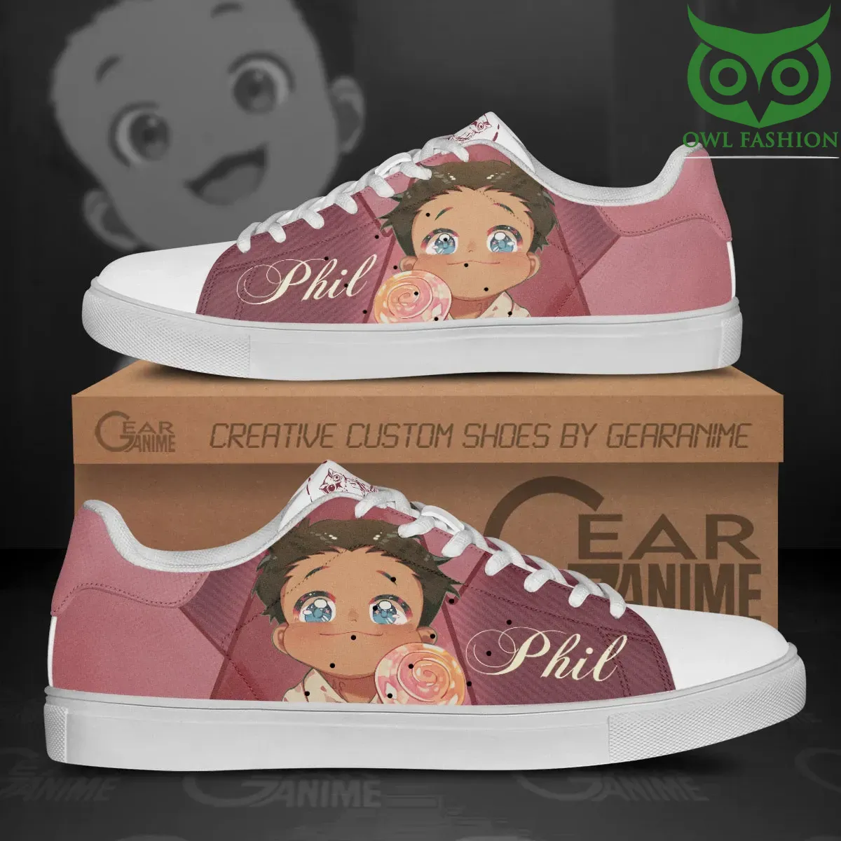 122 Promised Neverland Phil Skate Shoes Custom Anime