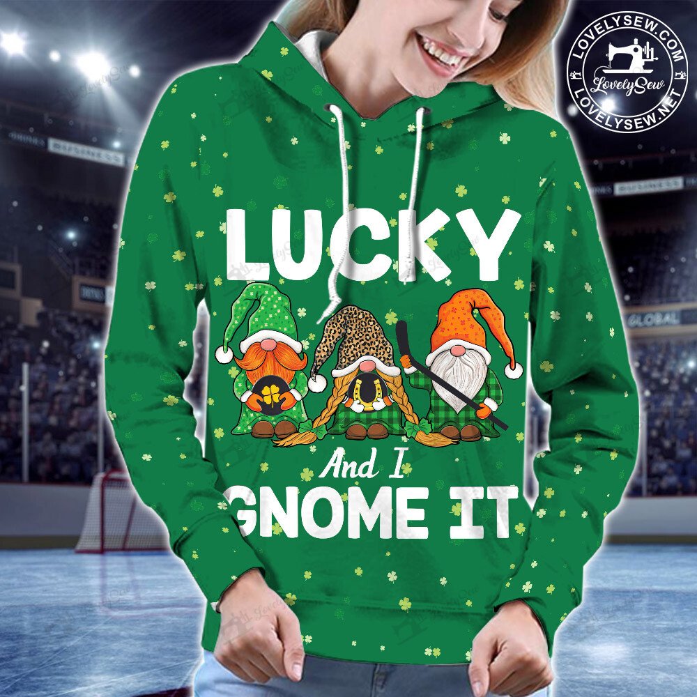 42 Hockey Lucky And I Gnome It St. Patricks Day Green 3D Shirt