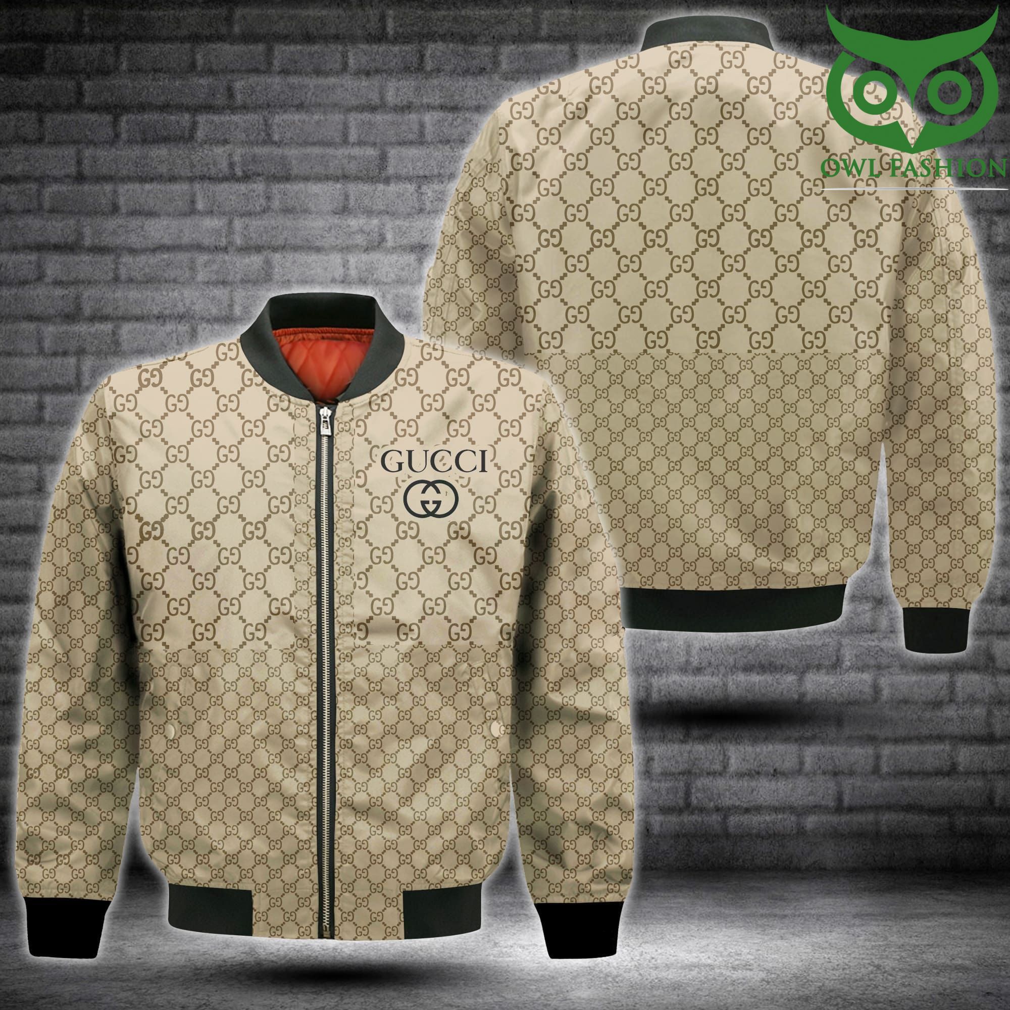 138 Gucci basic beige 3D bomber jacket