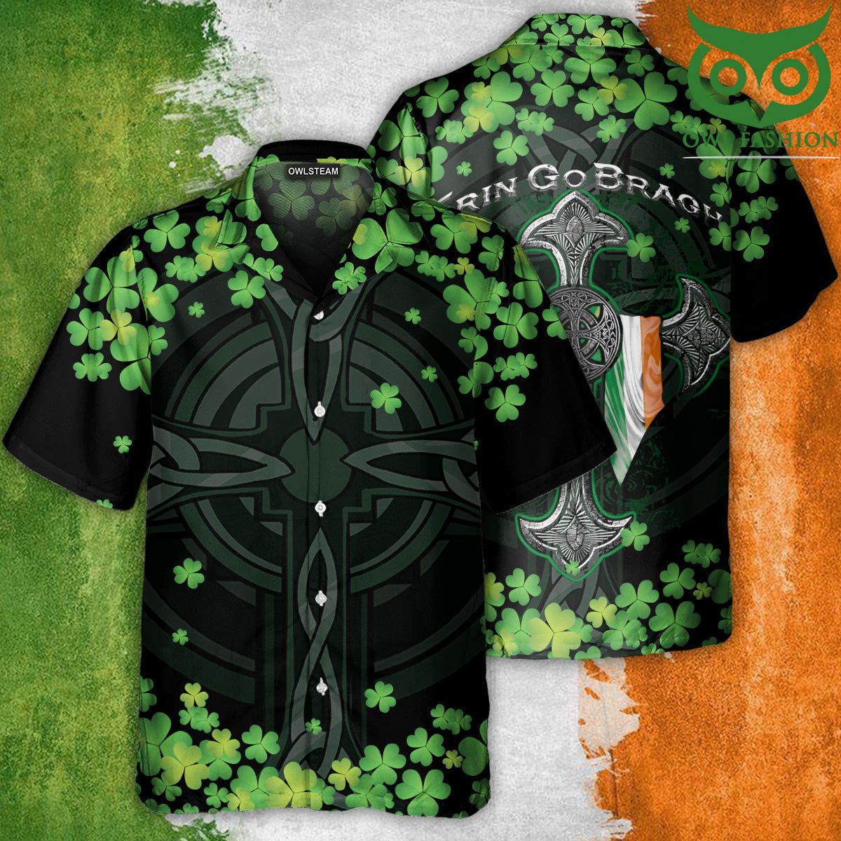 20 Irish erin go bragh American flag clover Hawaiian shirt