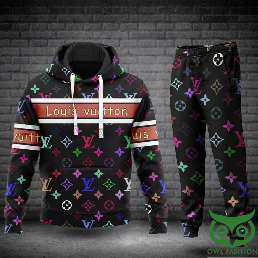 111 Luxury Louis Vuitton Black with Monogram Multicolore Pattern 3D Shirt and Pants