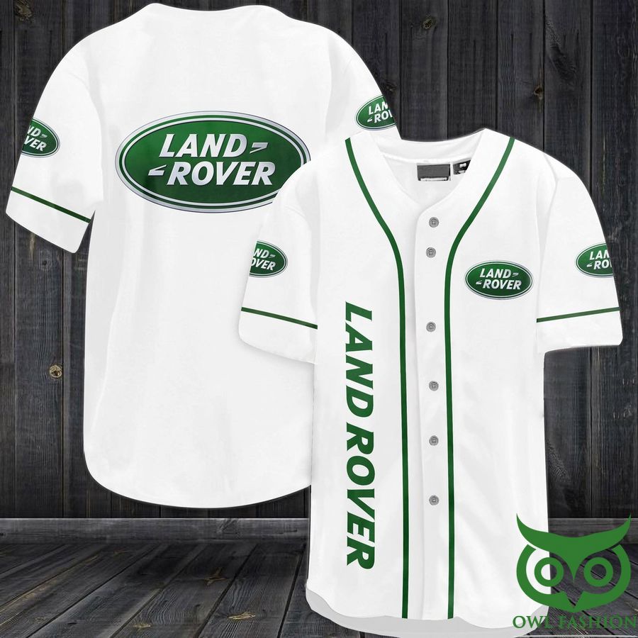 14 LAND ROVER White and Green Baseball Jersey Shirt