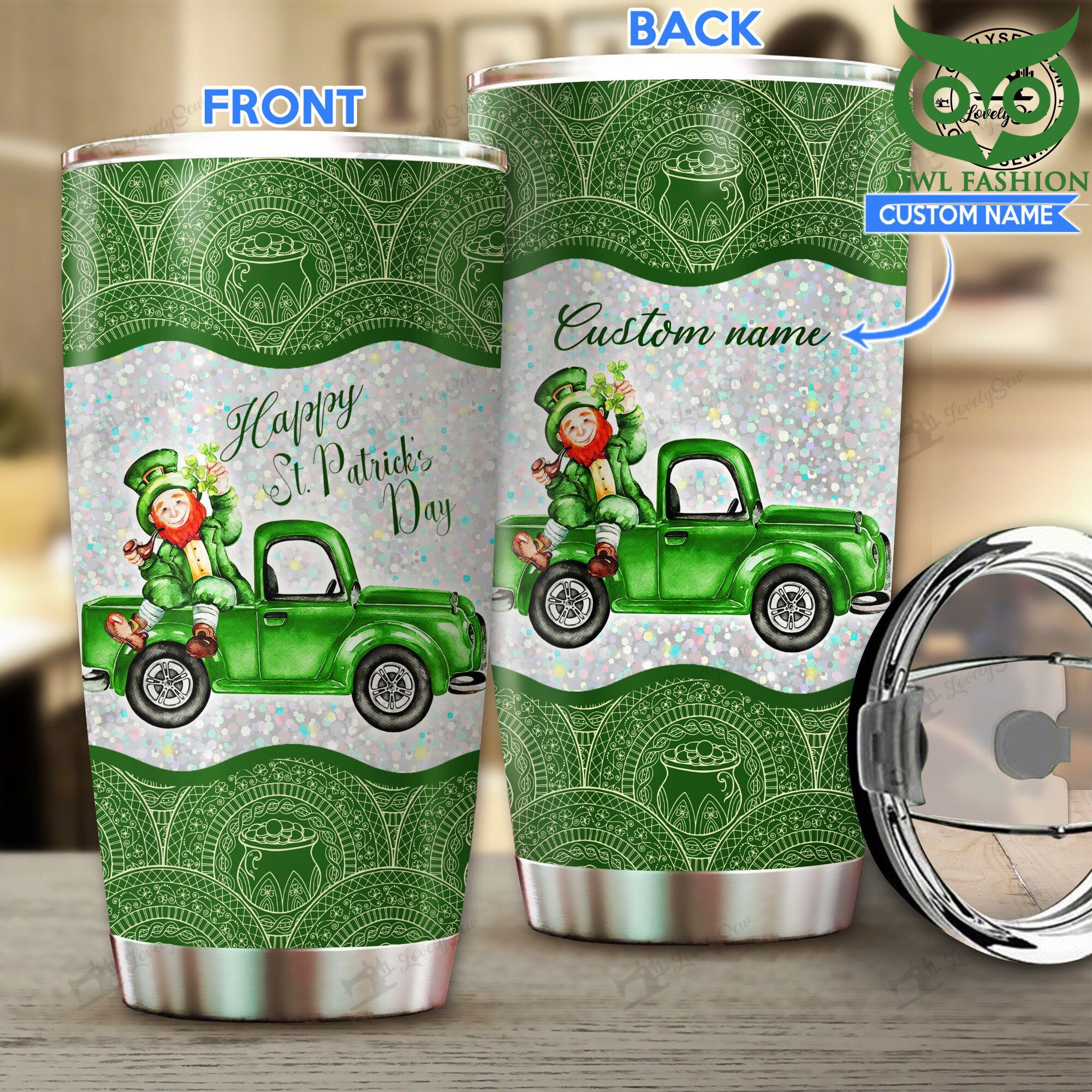 130 Happy St Patricks Day Personalized Stainless Steel Tumbler