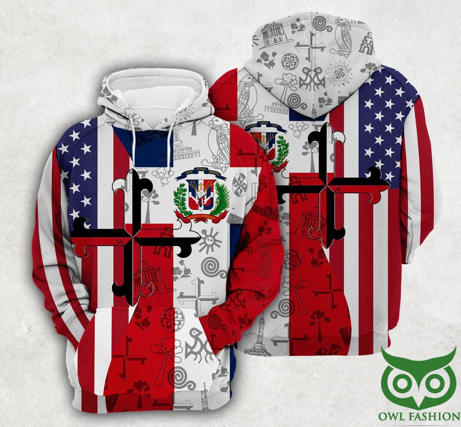3 Dominican Flag And Symbols Dual Citizen Hoodie
