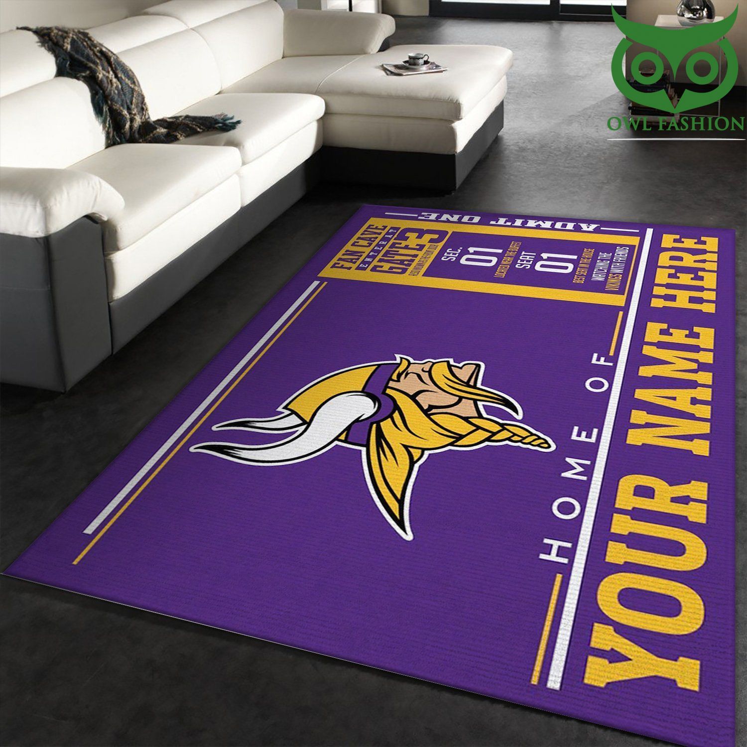 Customizable Minnesota Vikings Wincraft Personalized NFL Team Logos Carpet Rug