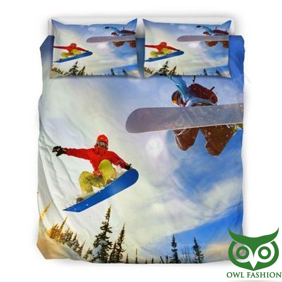 133 Snowboarding Two People under Sunny Sky Bedding Set