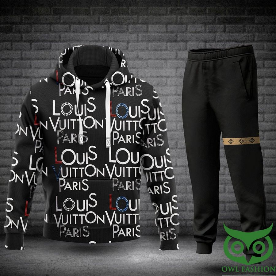 27 Luxury Louis Vuitton Paris Black with White and Red and Blue Name 3D Shirt and Pants