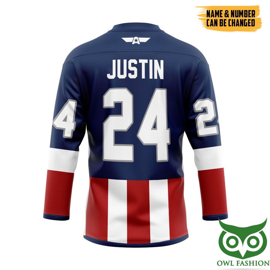 44 3D Captain America Custom Name Number Hockey Jersey