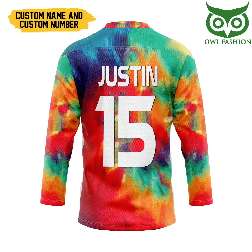 128 3D Hippie Custom Name Number Hockey Jersey