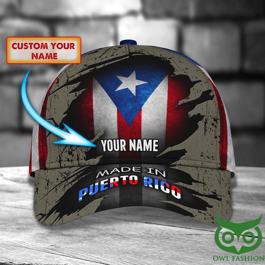 16 Custom Name Puerto Rico Camo with Flag and Made in Puerto Rico Line Classic Cap