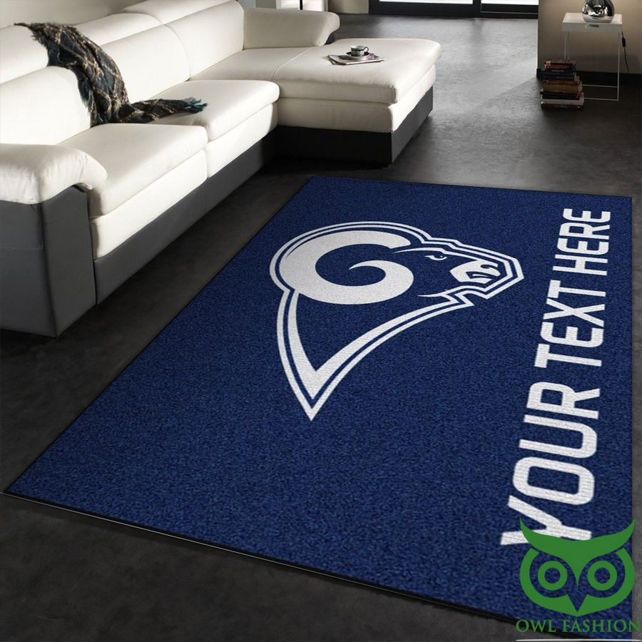 16 Personalized NFL Team Logo Los Angeles Rams Dark Blue Carpet Rug