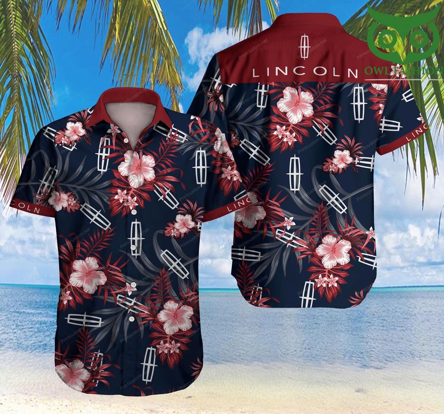 22 Tlmus Lincoln navy wine red tropical Hawaiian Shirt