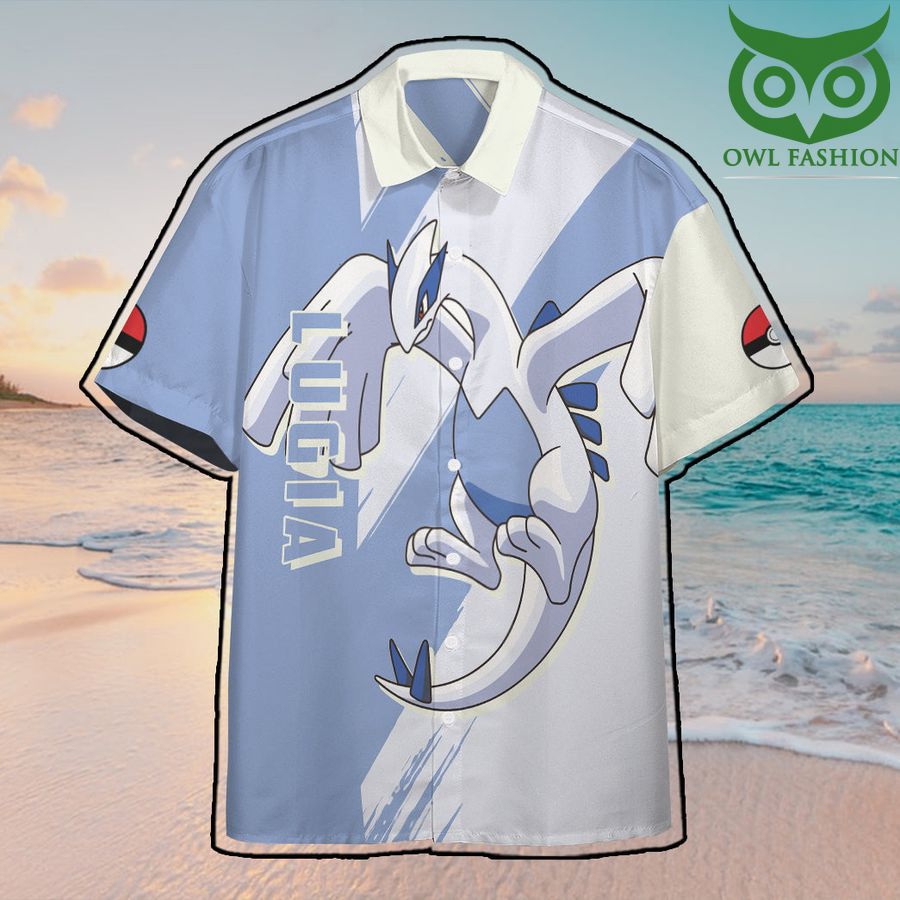205 Anime Pokemon Lugia Hawaiian Shirt Summer Button Shirt