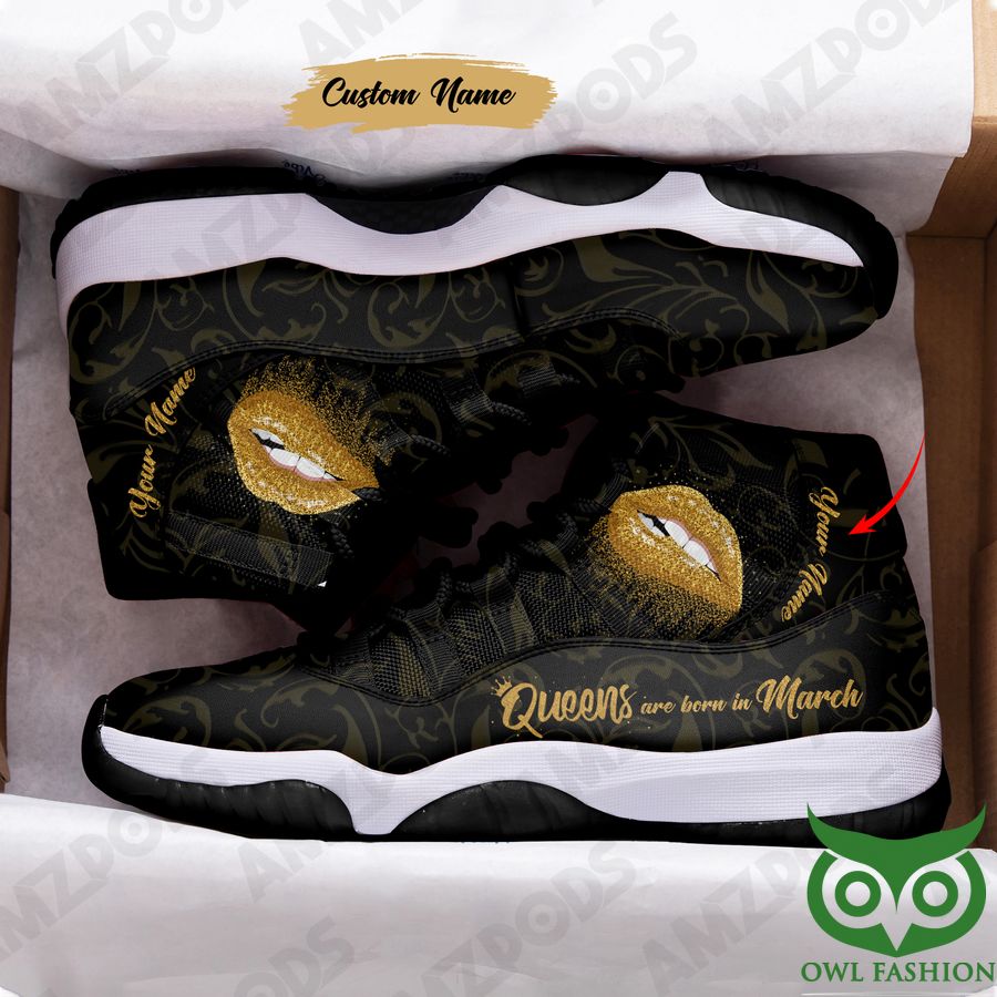 Custom Name March Queen with Golden Lips Icon Air Jordan 11 - Owl