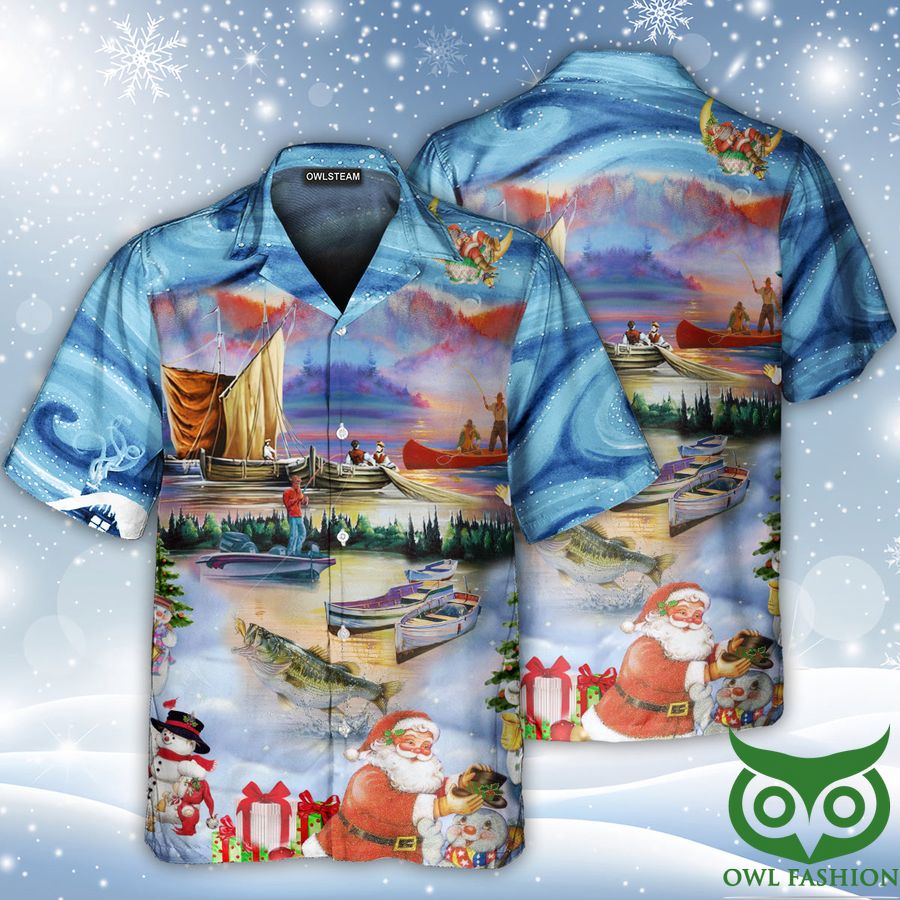 73 Fishing And Merry Christmas Happy Hawaiian Shirt