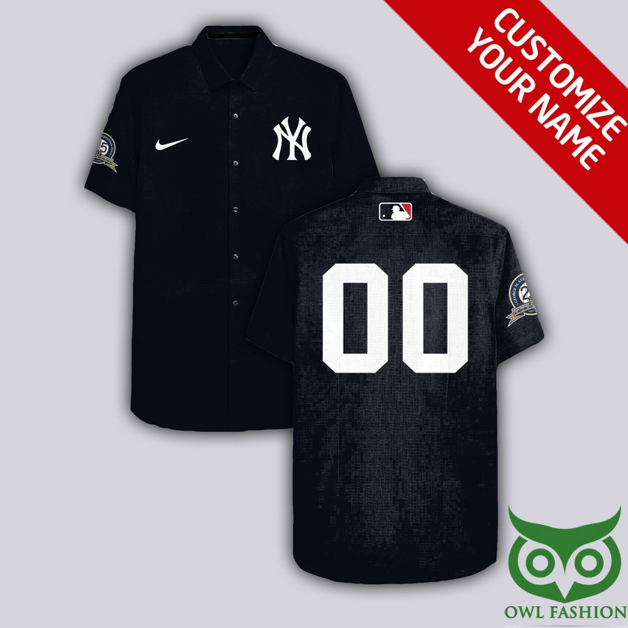 Custom Name Number New York Yankees Black Hawaiian Shirt