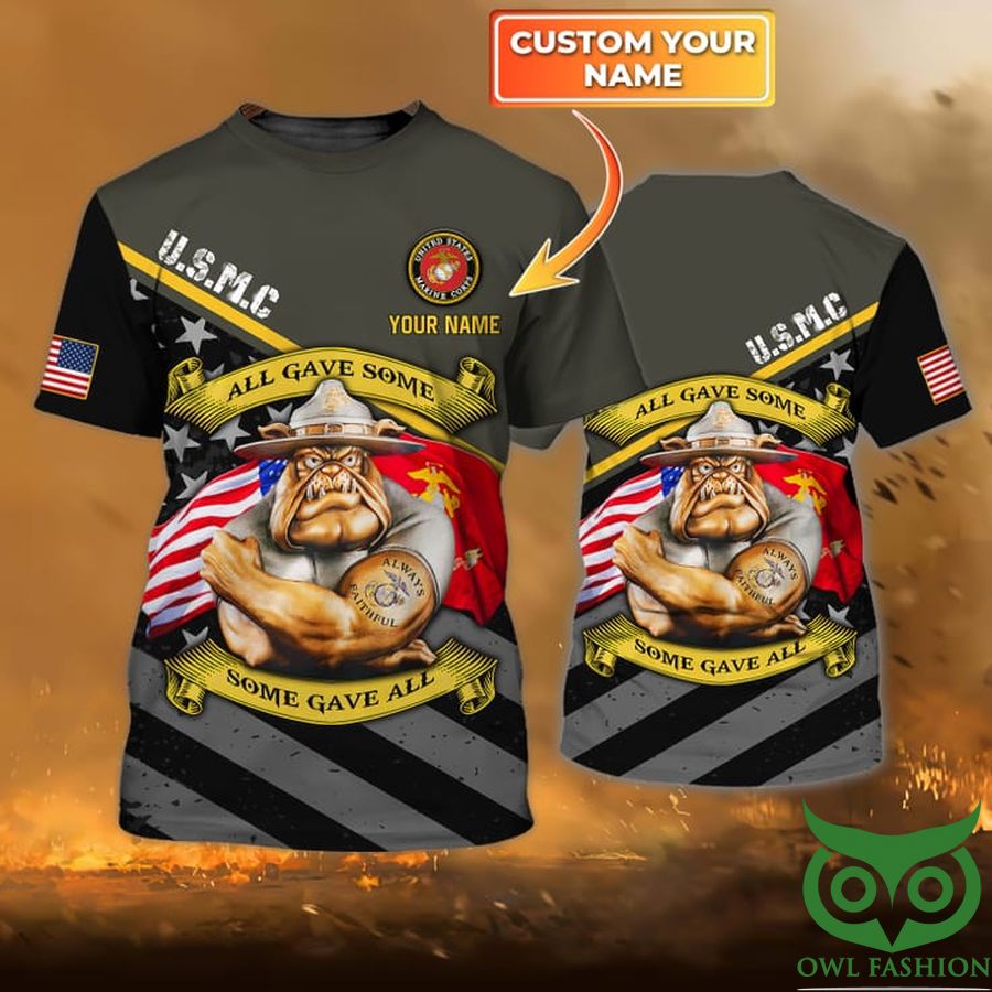 Custom Name USMC Chesty XV US Flag Always Faithful 3D T-shirt
