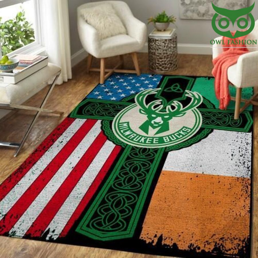 10 Milwaukee Bucks Nba Basketball Irish St Patricks Day Flag Cross carpet rug