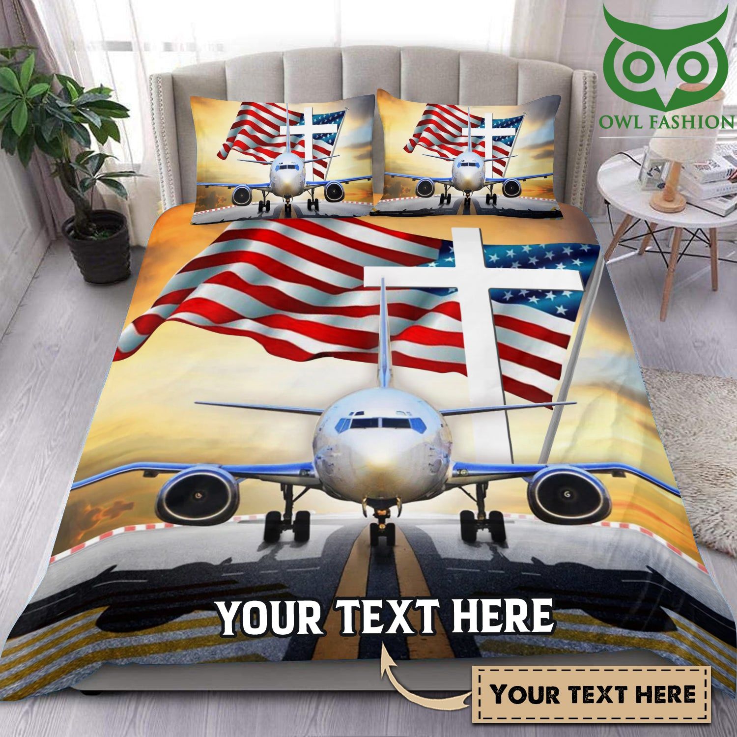 Personalized Pilot American plane Bedding Set