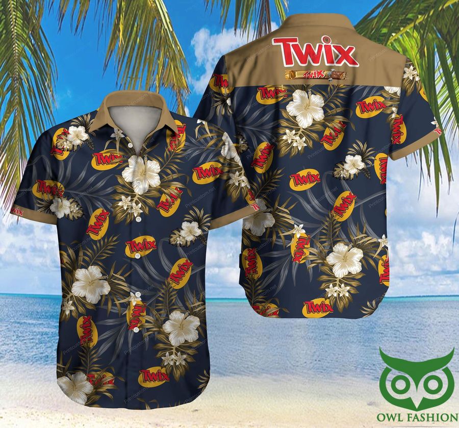 Twix Chocolate Milky Brown and Dark Blue Hawaiian Shirt