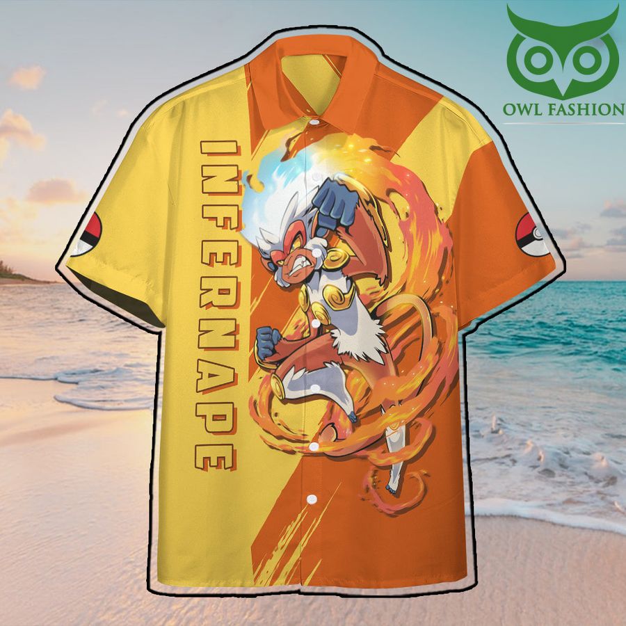 Anime Pokemon Infernape Hawaiian Shirt Summer Button Shirt