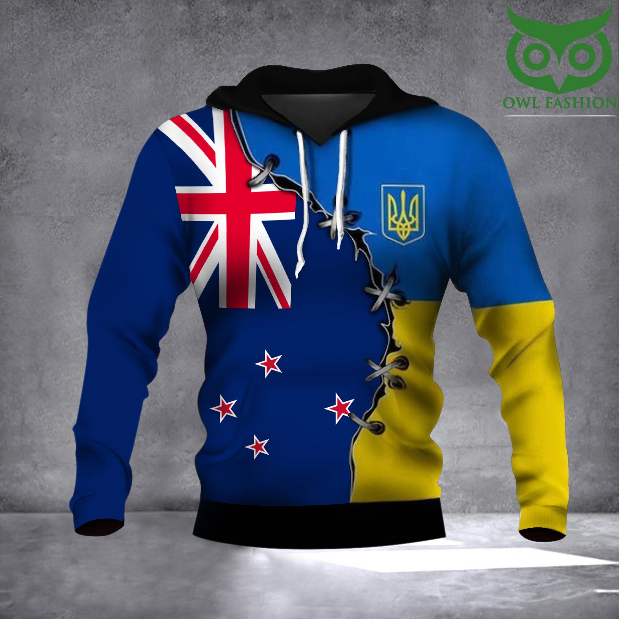 New Zealand Ukrainian Flag Hoodie 2022 No War In Ukraine Apparel Mens