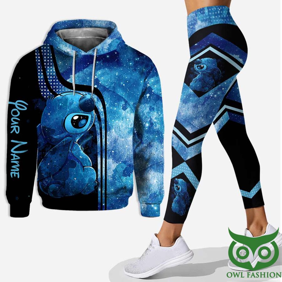 Customized Stitch Galaxy Blue and Black Dream Hoodie and Leggings
