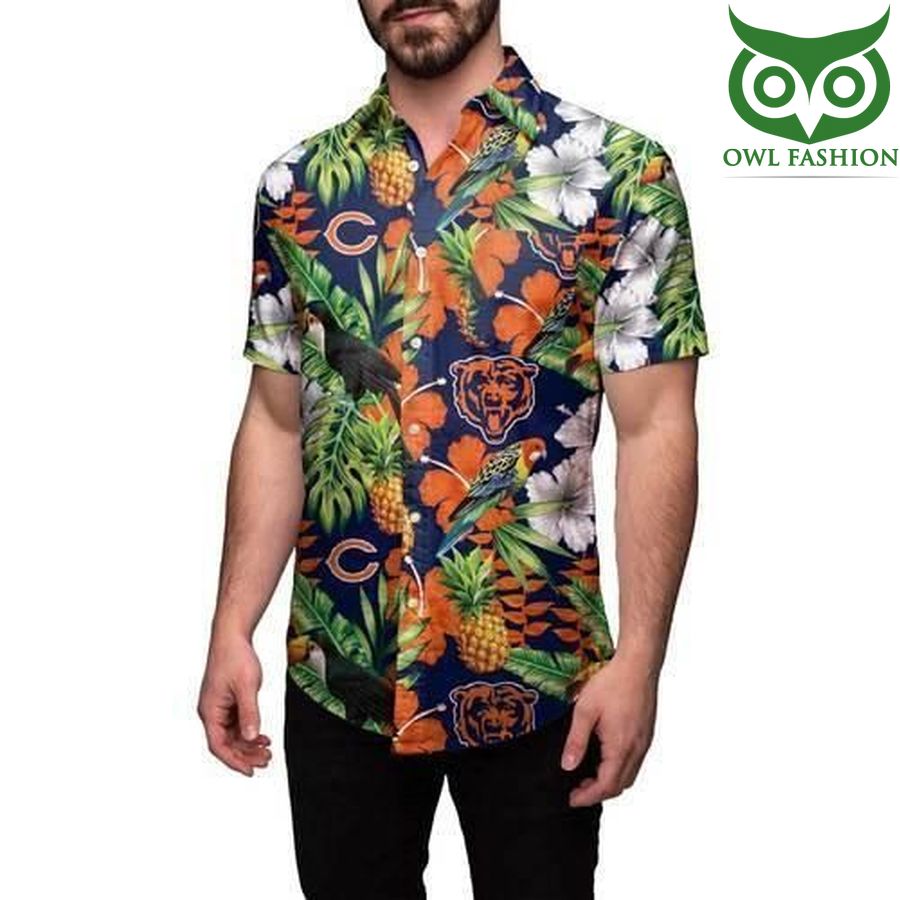 Chicago Bears NFL logo team tropical floral summer Hawaiian Shirt 