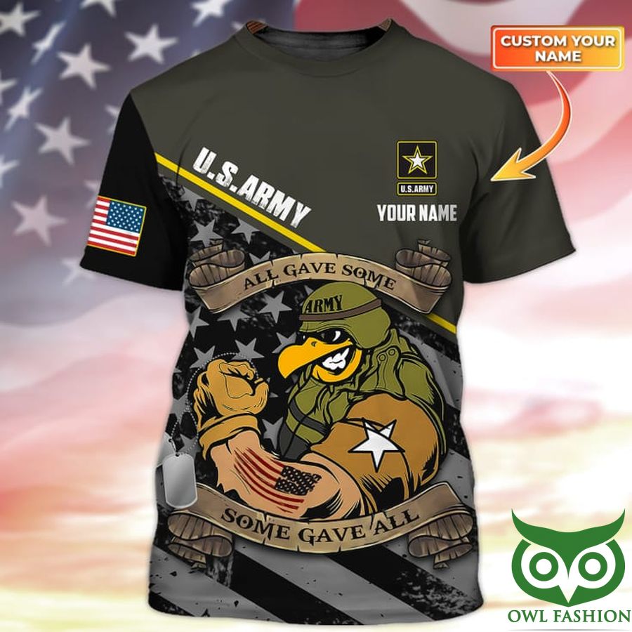 Custom Name U.S.ARMY Logo with Eagles with USA Flag 3D T-shirt