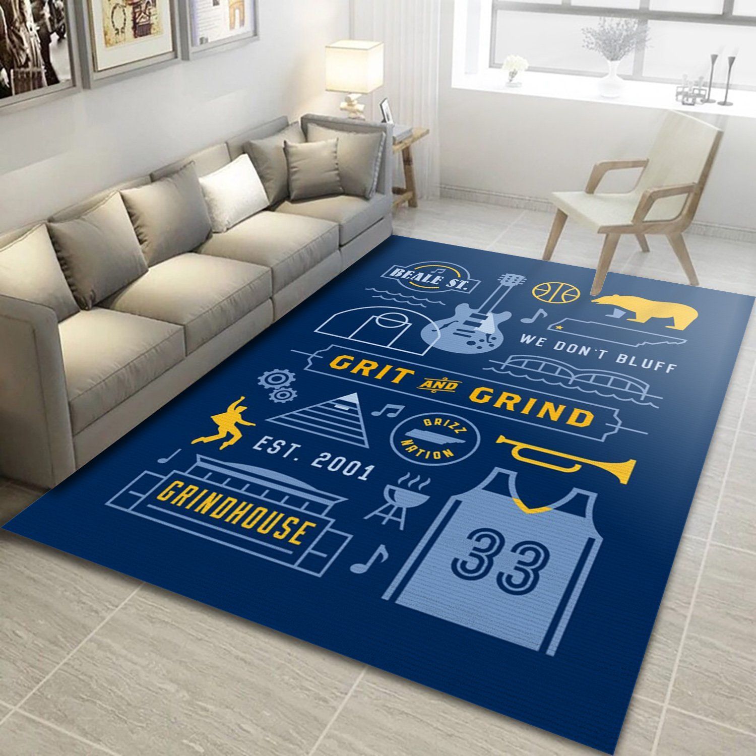 Memphis Grizzlies Grit Grind Area Floor home decoration carpet rug