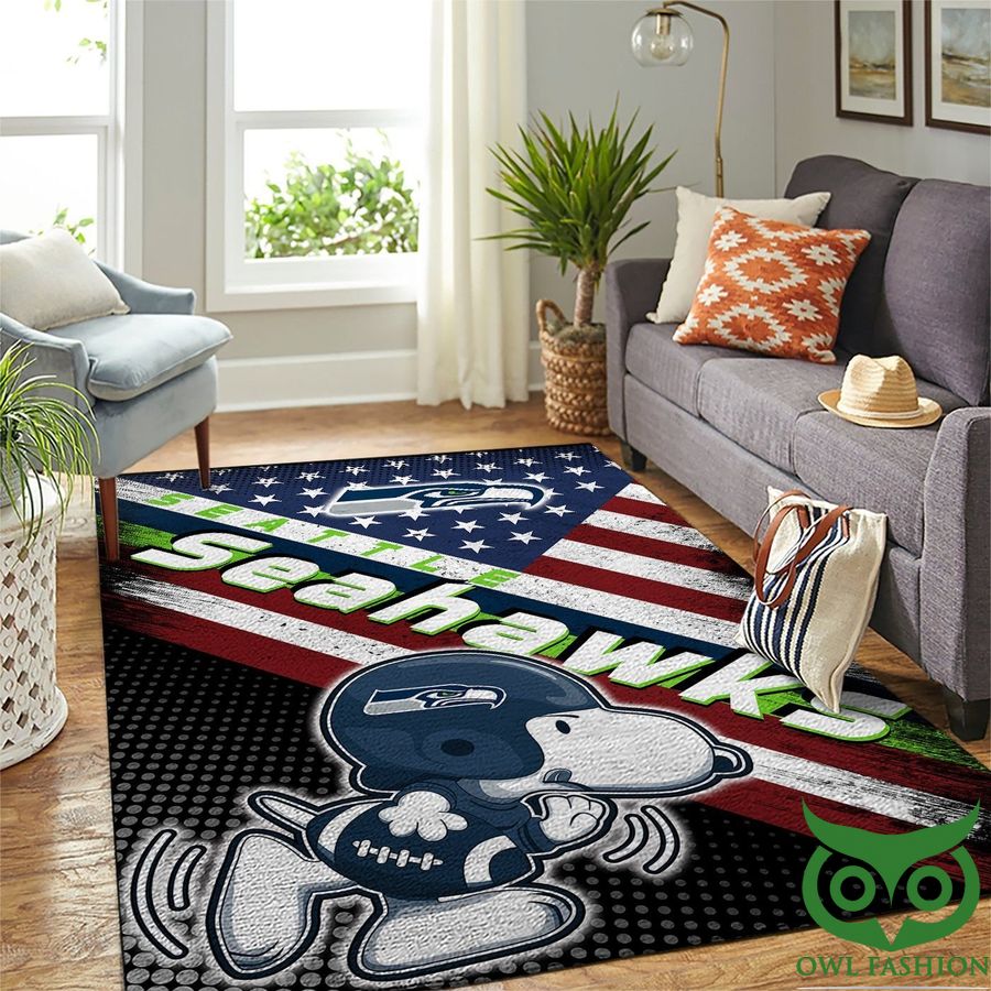 Seattle Seahawks NFL Team Logo Snoopy Us Style Flag Carpet Rug