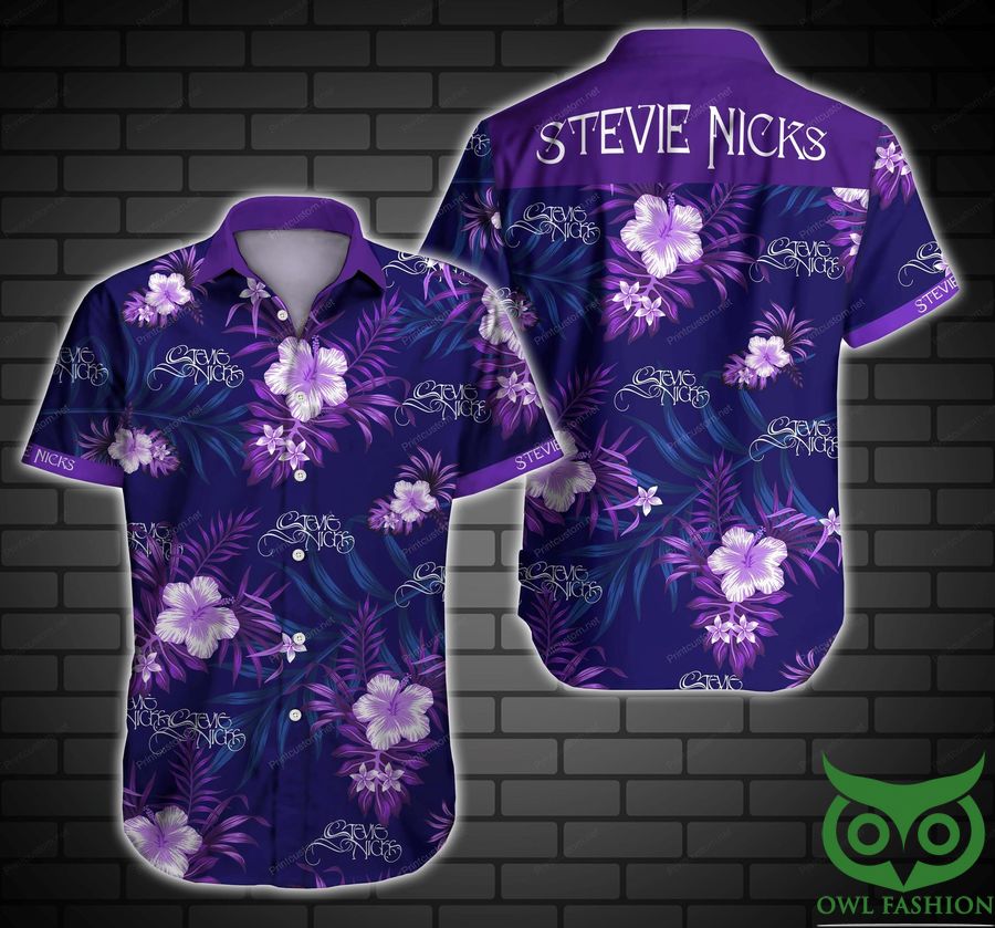 Stevie Nicks Purple and Blue with Logo Hawaiian Shirt