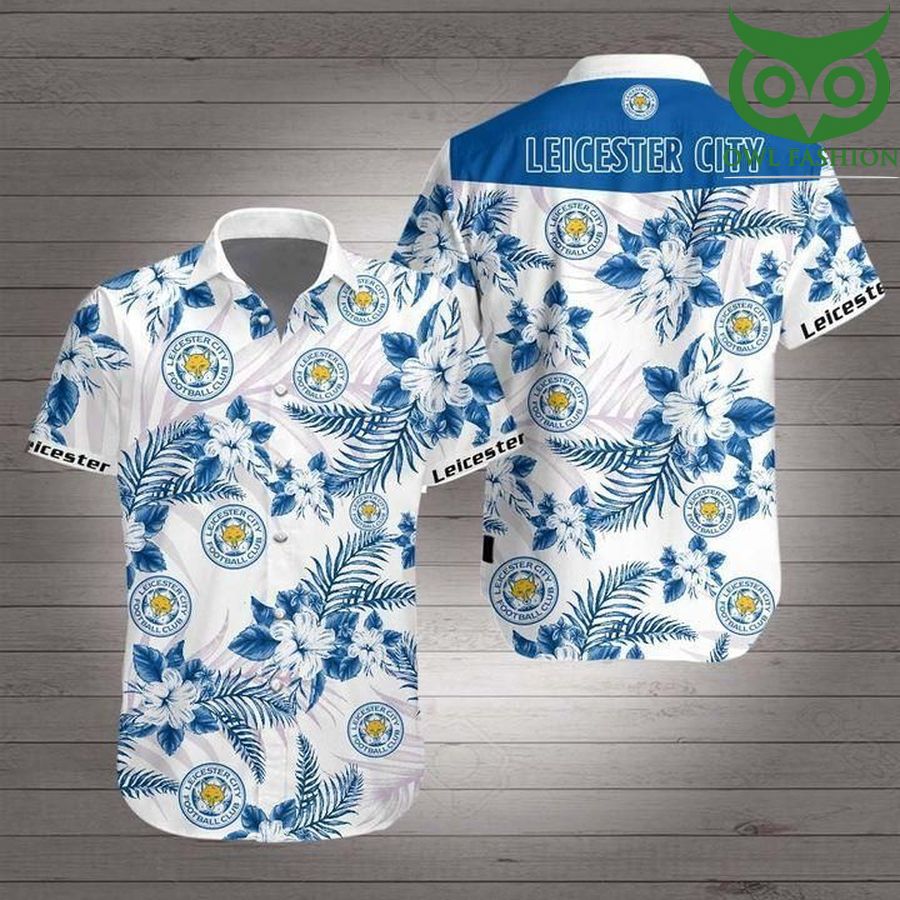 Leicester city tropical flower logo printed Hawaiian Shirt 