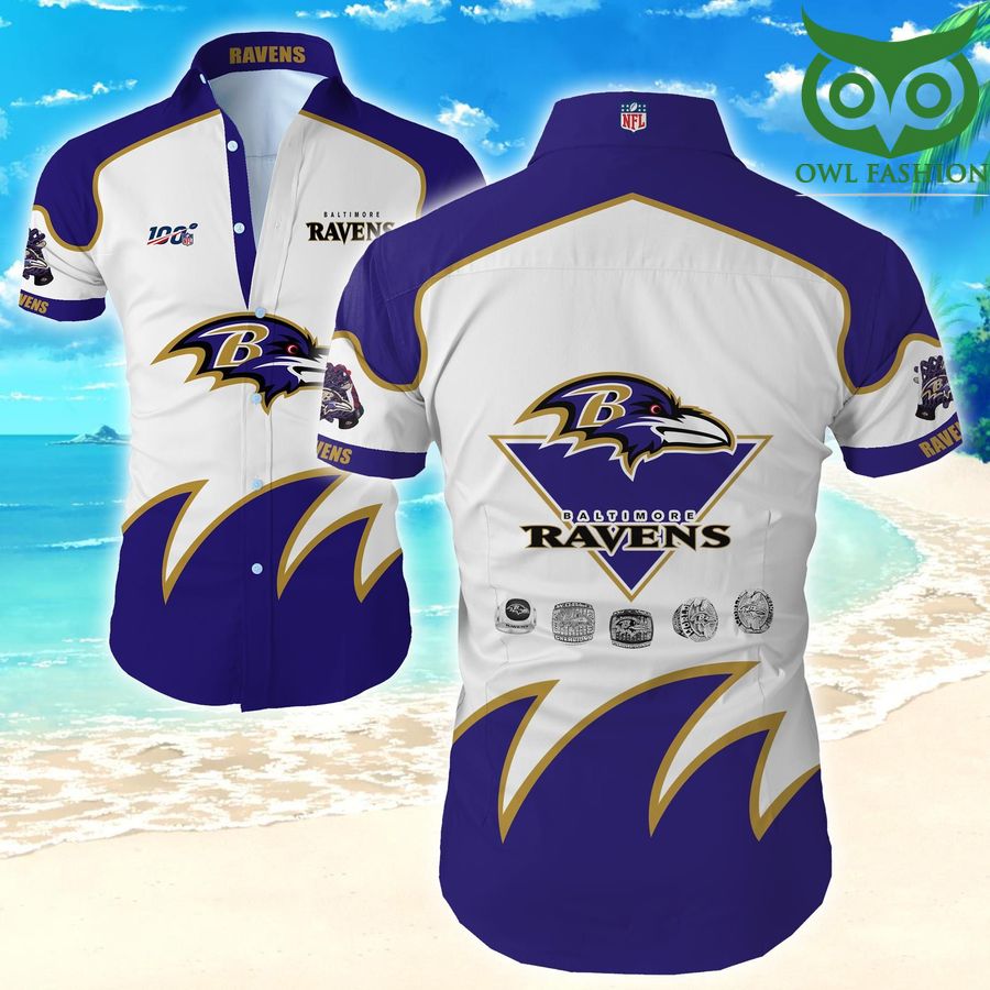 Nfl Baltimore Ravens big logo Hawaiian Shirt Tropical 