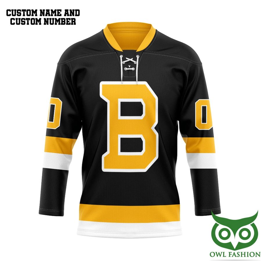 3D Black Boston Bruins NHL Custom Name Number Hockey Jersey