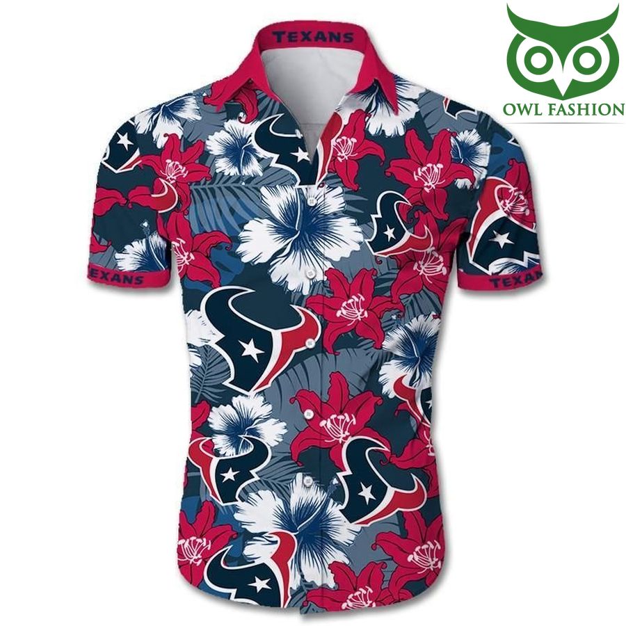 Houston Texans Tropical Flower team Short Sleeve Hawaiian Shirt 