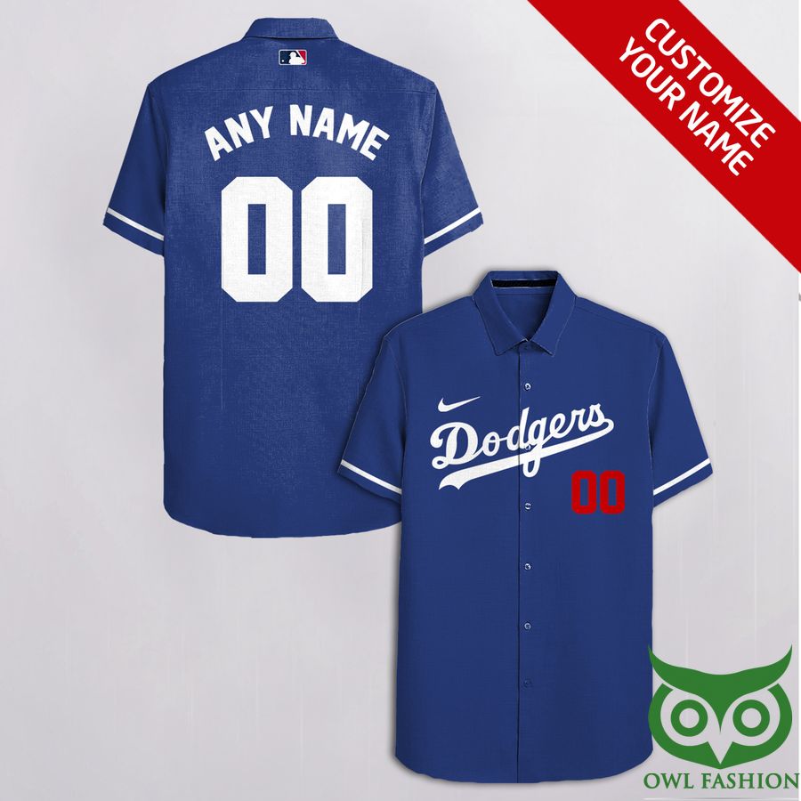 Custom Name Number Los Angeles Dodgers Blue Red Number Hawaiian Shirt