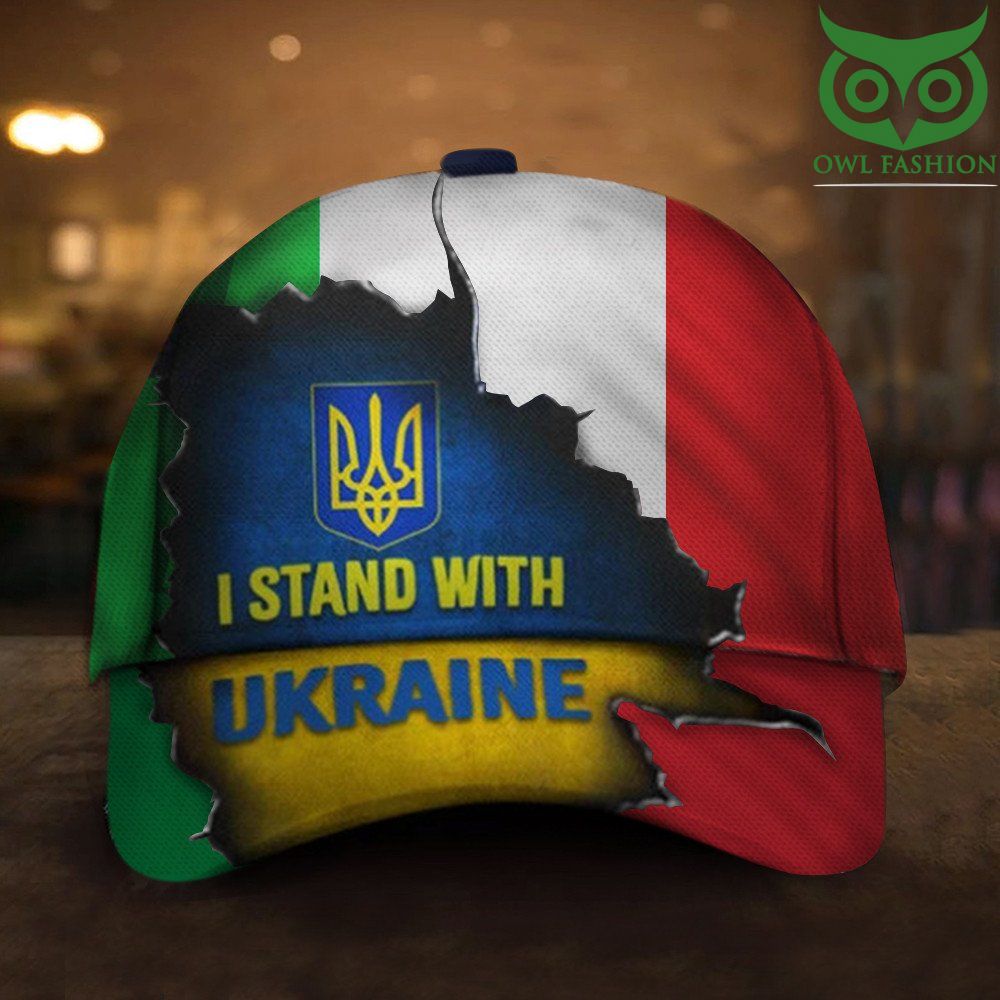 I Stand With Ukraine Italy Flag Hat Support With Ukraine Puck Putin Merch Mens Italian Gift