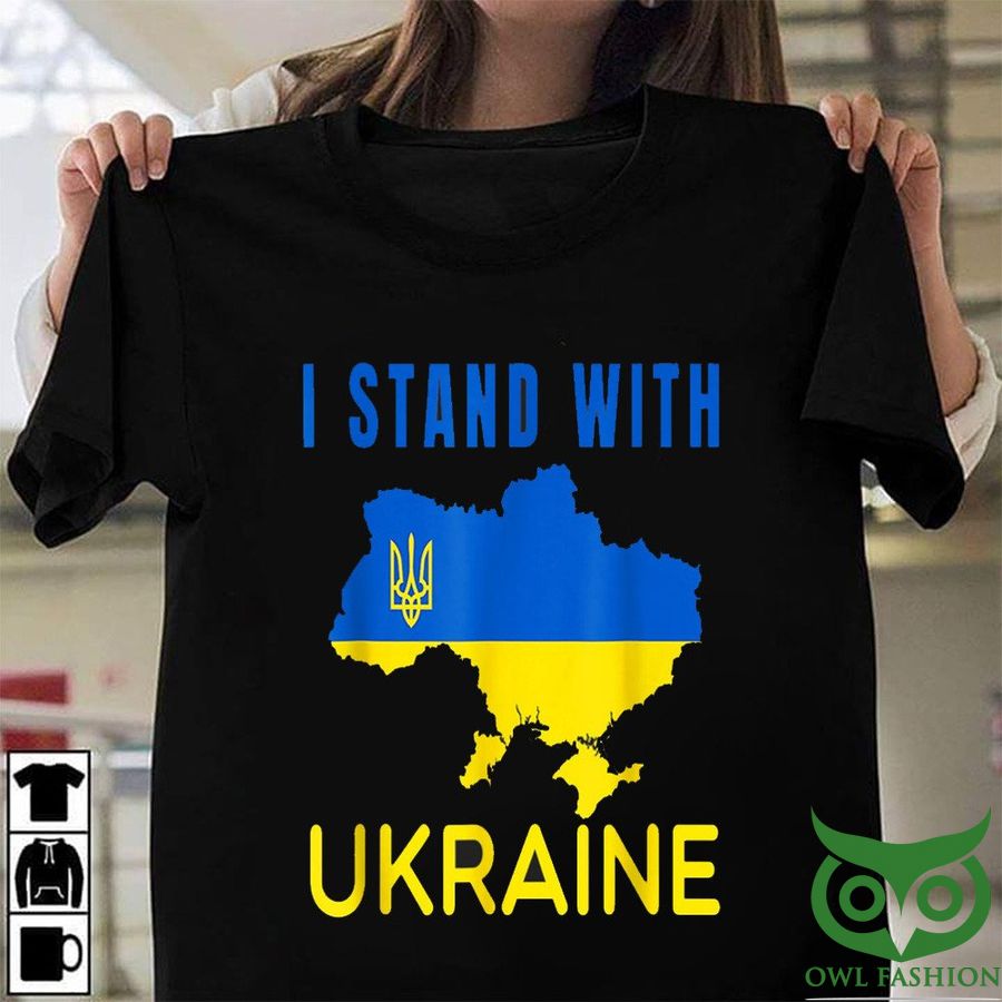 I Stand With Ukraine with Ukrainian Map Stand With Support Ukraine 2D T-shirt