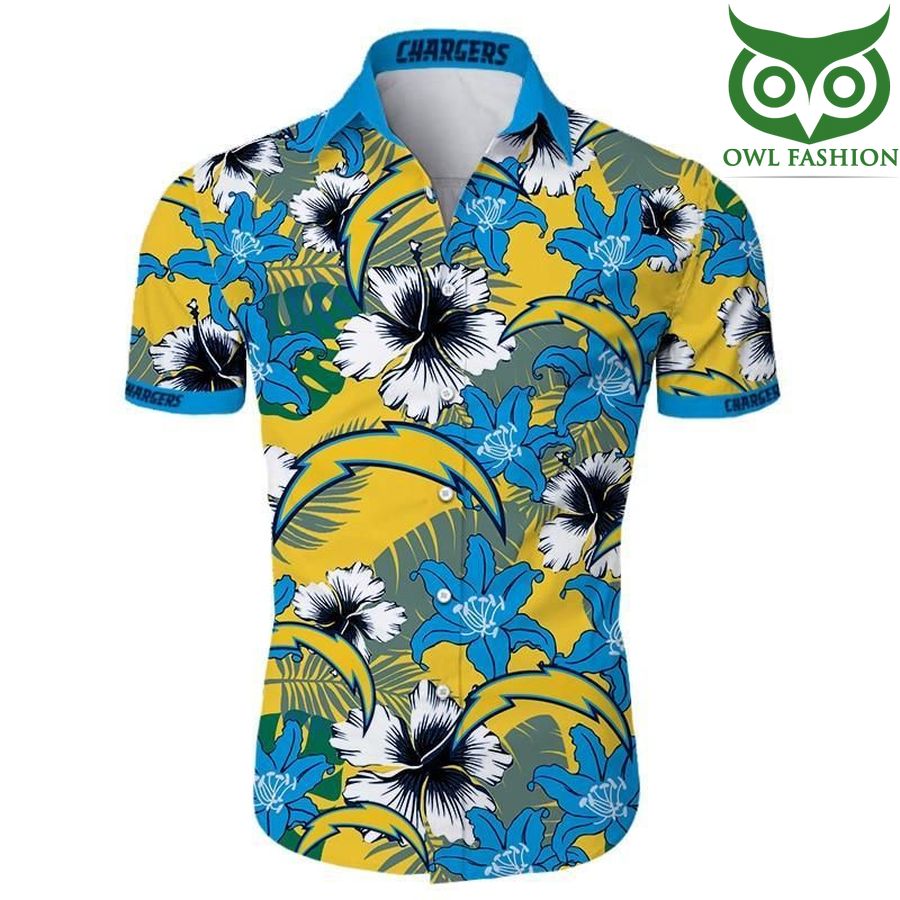 NFL Los Angeles Chargers Hawaiian Shirt Tropical Flower 