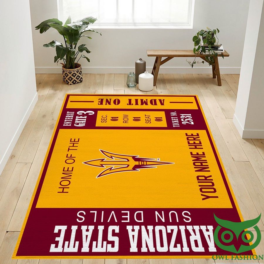 Personalized NCAA Team Logo Arizona State Sun Devils Yellow Red Carpet Rug