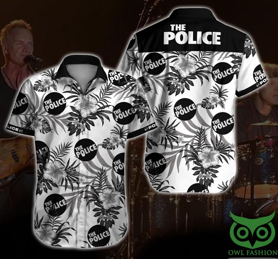 The Police Black and Gray with Logo Hawaiian Shirt