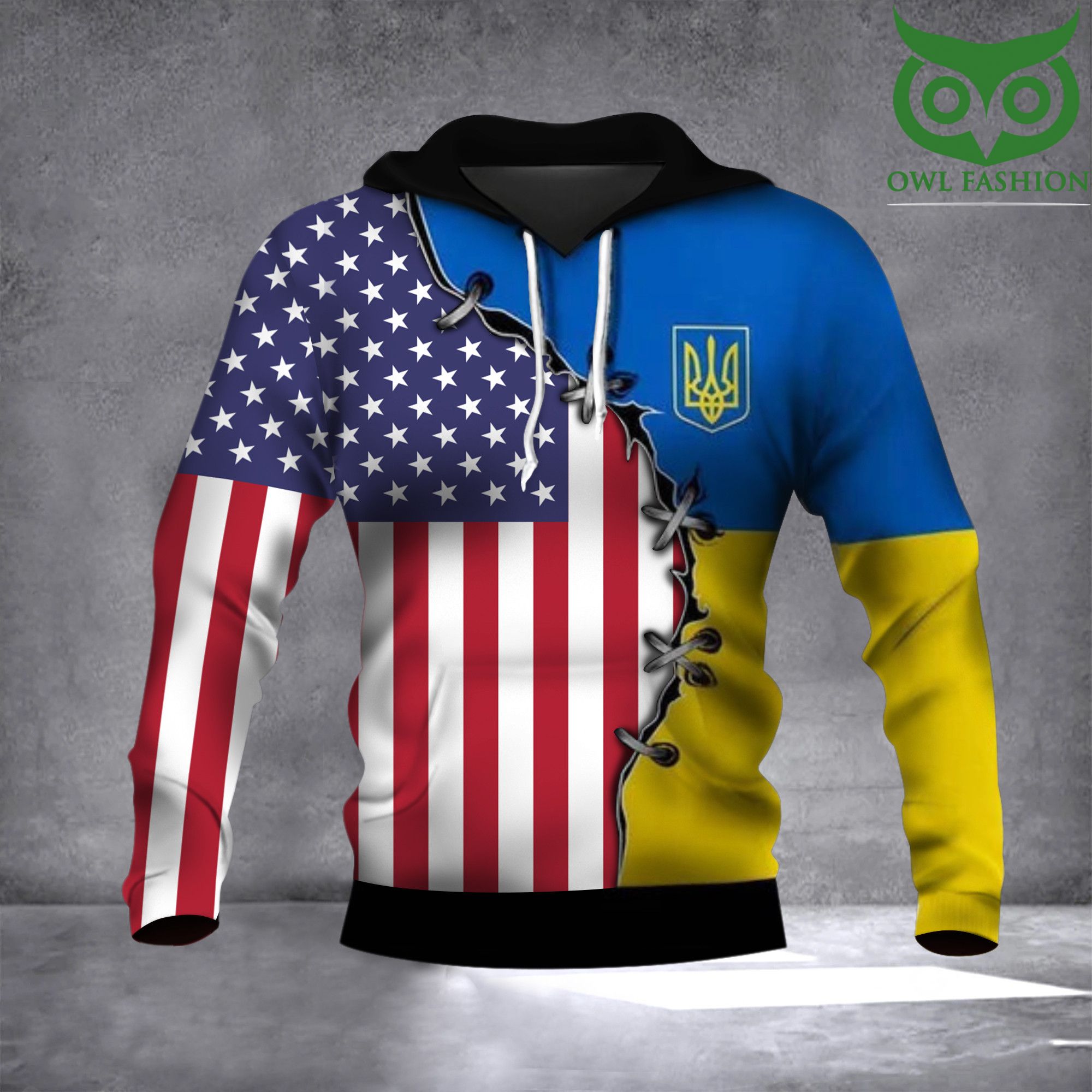 American Stand With Ukraine Hoodie 2022 Support Ukraine Apparel Mens