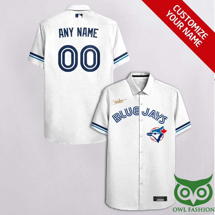 Customized Toronto Blue Jays White with Golden Nike Name Hawaiian Shirt