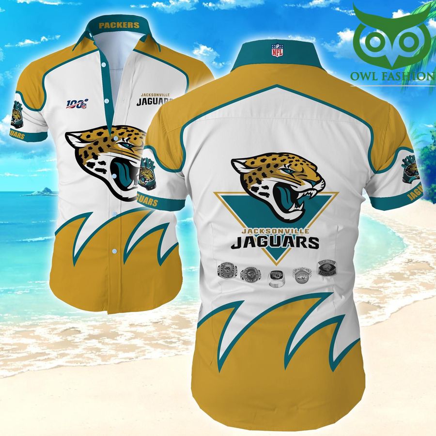 Nfl Jacksonville Jaguars tropical flower logo team Hawaiian Shirt 