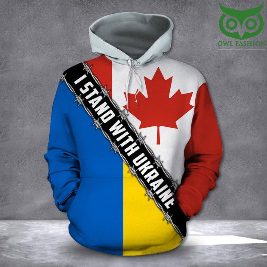 I Stand With Ukraine American Canada Flag Hoodie Support Ukraine 2022