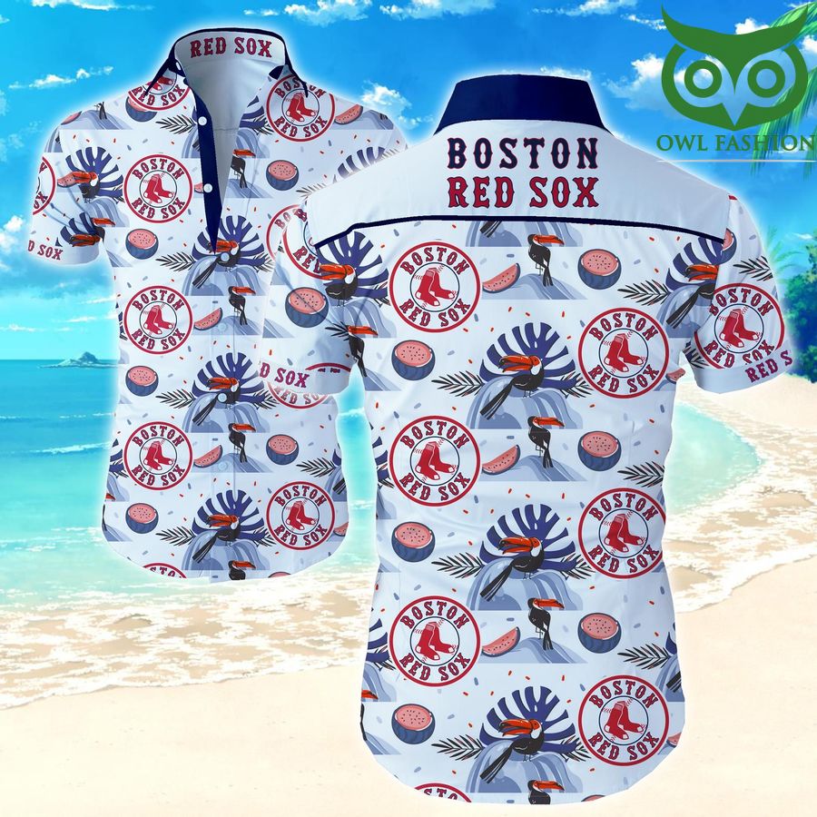 MLB baseball Boston Red Sox team 3D printed summer short sleeve Hawaiian Shirt 